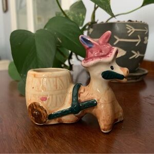 1960s Ceramic Donkey Toothpick Holder